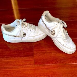 Nike White Sneakers with Animal Print Accents